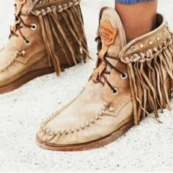 El Vaquero Boots Fringe Wedge Leather Size 39 - Picture 1 of 4